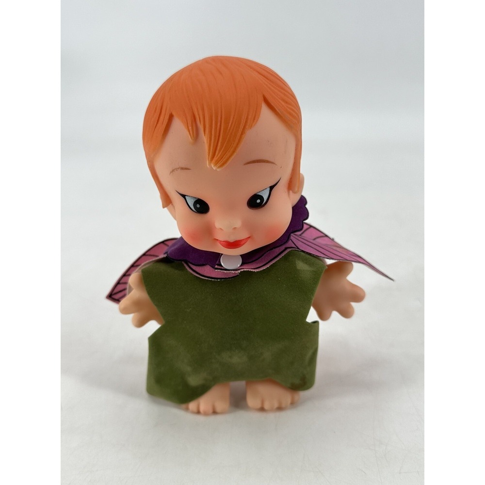 UN CO 1977 Orange Hair 7" Kewpie Doll Pixie Flower Uneeda Hong Kong‎ Pebbles - Picture 2 of 10